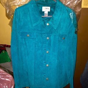 BLUE SUEDE JEAN JACKET SZ 2X SLIGHTLY WORN